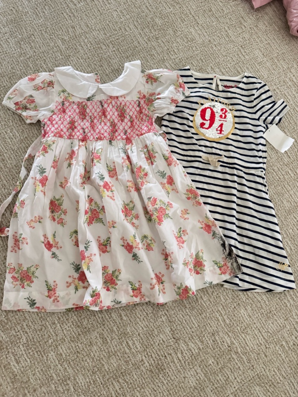 Mini Boden*Harry Porter striped dress and Nordstrom white/pink Floral  Dress
